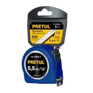 Flexómetro azul 6 m cinta 25 mm, en tarjeta, PRETUL