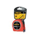 Flexómetro rojo 6 m cinta 25 mm, en tarjeta, PRETUL