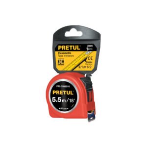 Flexómetro rojo 6 m cinta 25 mm, en tarjeta, PRETUL