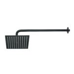 Regadera plato cuadrado 8' con brazo, negro, FOSET RIVIERA