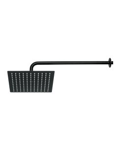 Regadera de Plato Cuadrado de 10' con Brazo en Acabado Negro, Diseño Moderno y Resistente, Clave 44823, FOSET