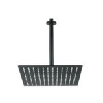 Regadera plato cuadrado 12' con brazo, negro, FOSET RIVIERA