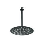 Regadera plato redondo 12' con brazo, negro, FOSET RIVIERA
