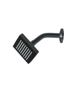 Regadera Cuadrada de ABS de 4' con Acabado Negro Mate y Brazo, Diseño Elegante y Resistente, Clave 46744, FOSET