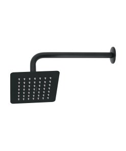 Regadera Cuadrada 6', Acero Inox, Con Brazo, Negro, Estilo Moderno y Funcional, Marca Foset Túbig, Clave 47748