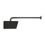 Regadera cuadrada 8', acero inox, con brazo, negro, TÚBIG
