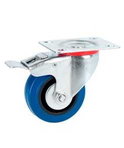 Rodaja de goma elástica giratoria con freno azul 4" Surtek RGO10B