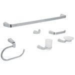Juego de 6 accesorios para baño acabado cromo, RIVIERA