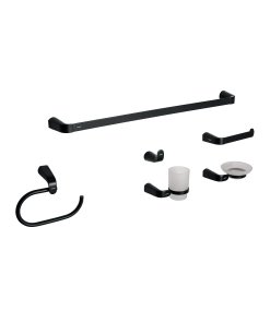 Juego de 6 Accesorios para Baño, Negro, Diseño Funcional y Elegante para Baños, FOSET RIVIERA Foset clave 44277