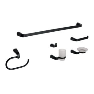 Juego de 6 Accesorios para Baño, Negro, Diseño Funcional y Elegante para Baños, FOSET RIVIERA Foset clave 44277