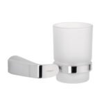Portavaso cepillero cromo con vaso de vidrio, FOSET RIVIERA
