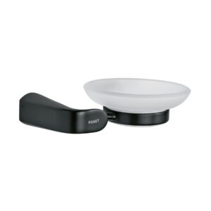 Jabonera con Plato de Vidrio, Negro, FOSET RIVIERA, Diseño Estético y Duradero para Instalaciones de Baño, FOSET Foset clave 44279