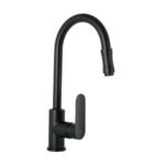 Monomando retráctil para fregadero, negro, FOSET RIVIERA