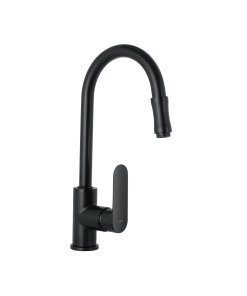 Monomando Retráctil para Fregadero, Acabado Negro, Estilo Contemporáneo y Duradero, Marca Foset Riviera, Clave 44104