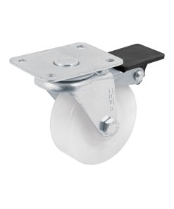 Rodaja de Polietileno 2-1/2' Placa Giratoria con Freno, Resistente y Duradera, Carga 50kg, Clave 48634, Fiero