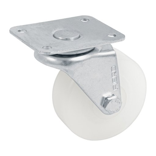 Rodaja de Polietileno 2-1/2' Placa Giratoria con Buje, Resistente y Duradera, Carga 50kg, Clave 48626, Fiero
