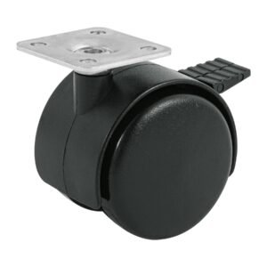 Rodaja tipo yoyo de 50 mm con placa, con freno, FIERO