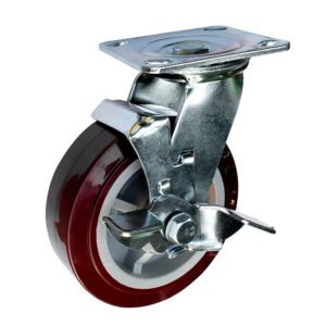 Rodaja de poliuretano marrón giratoria con freno 4" Surtek RPU10B