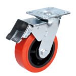 Rodaja de poliuretano rojo giratoria con freno 4" Surtek RR10B
