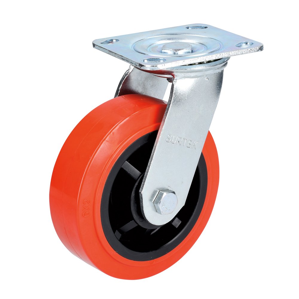 Rodaja de poliuretano rojo giratoria 6" Surtek RR15G