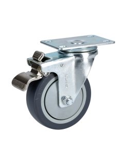 Rodaja de TPR gris giratoria con freno 3" Surtek RT7B