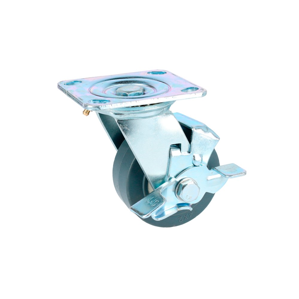 Rodaja de TPR gris giratoria con freno 8" Surtek RTG20B