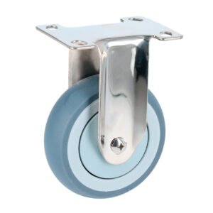 Rodaja de TPR gris con herrajes de acero inoxidable fija 4" Surtek RTI10F