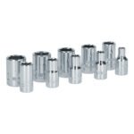 Juego de dados cuadro de 1/4", 6 puntas, métricos, 10 piezas Surtek S05M