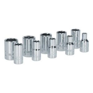 Juego de dados cuadro de 1/4", 6 puntas, métricos, 10 piezas Surtek S05M