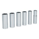 Juego de dados largos cuadro de 1/2" 12 puntas, en pulgadas, 6 piezas Surtek S11S