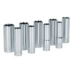 Juego de dados largos cuadro de 3/8", 6 puntas, métricos, 9 piezas Surtek S12M