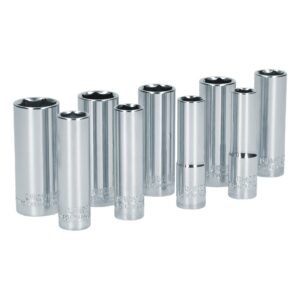 Juego de dados largos cuadro de 3/8", 6 puntas, métricos, 9 piezas Surtek S12M
