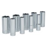 Juego de dados largos cuadro de 3/8", 6 puntas, en pulgadas, 9 piezas Surtek S12S