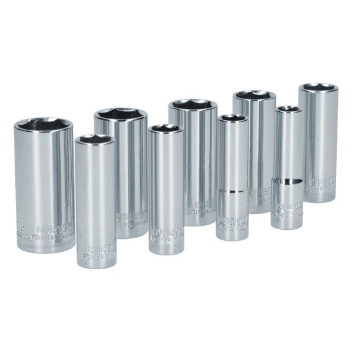 Juego de dados largos cuadro de 3/8", 6 puntas, en pulgadas, 9 piezas Surtek S12S