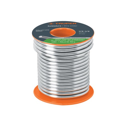 Soldadura sólida Truper 1/2-1/2 450 g - Tecnología de composición equilibrada para tubería de baja presión que maximiza la resistencia mecánica sin comprometer maleabilidad (Clave 12283)