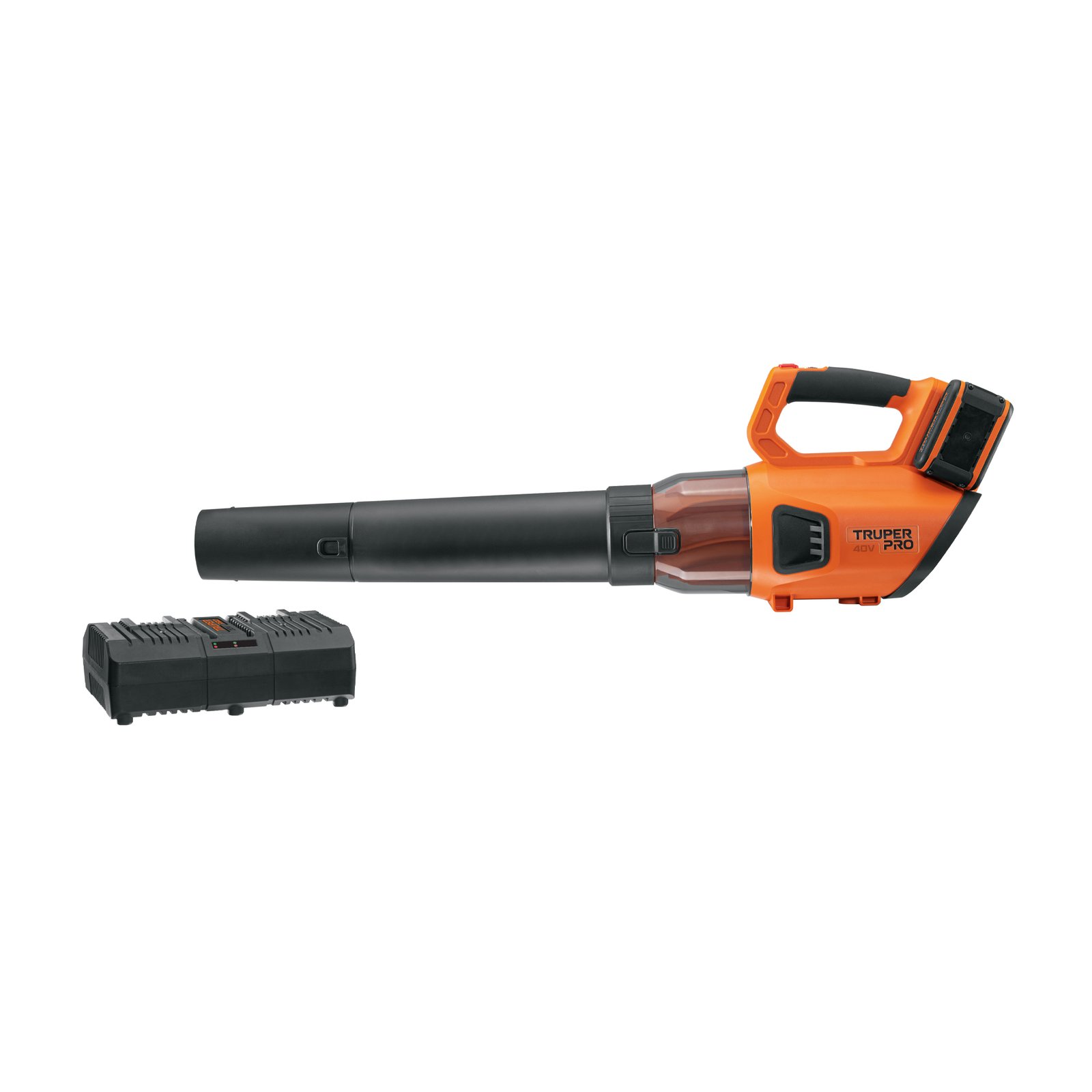 Sopladora inalámbrica Truper PRO 40V 2 baterías 2Ah 1 cargador dual - Tecnología de libertad total para paisajismo profesional que elimina las limitaciones de cables y combustibles (Clave 103303)