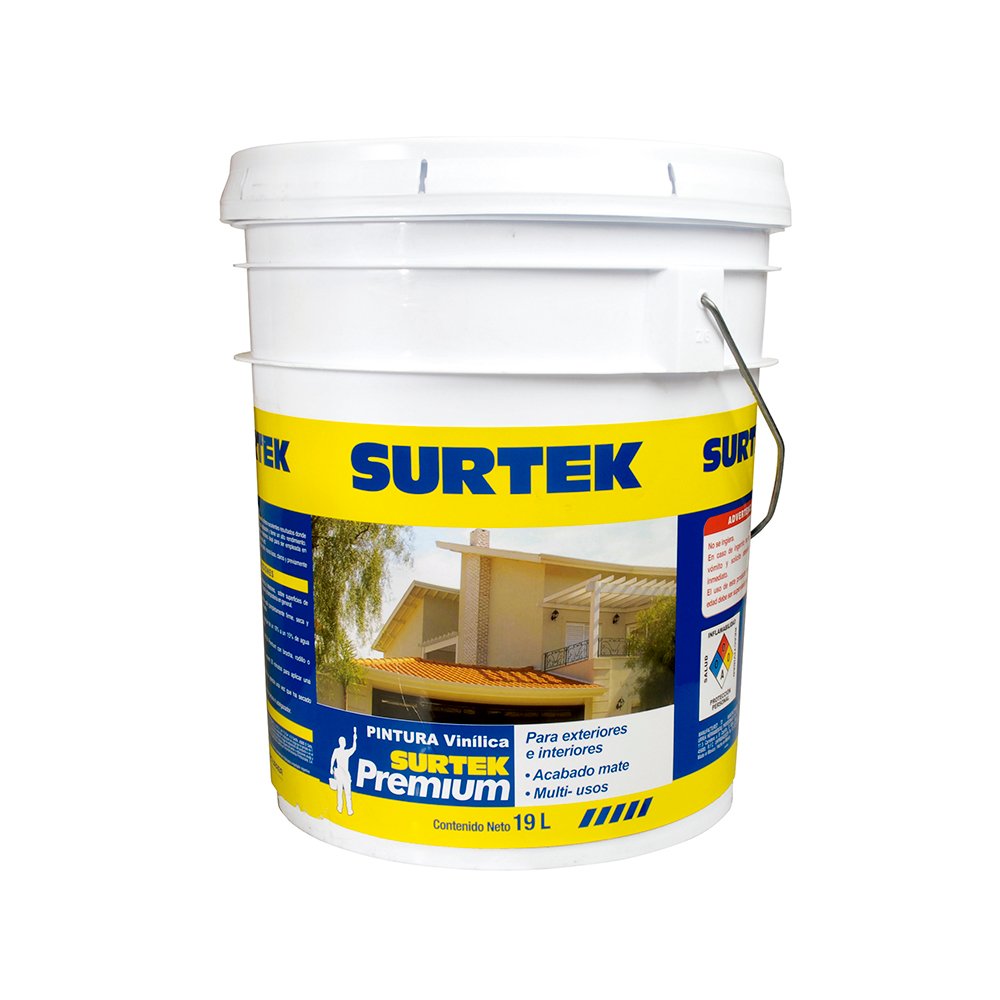Cubeta de pintura vinílica premium 19 Lt color amarillo durazno Surtek SP10416
