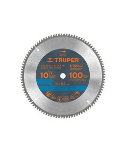 Disco Sierra Truper 10" para Aluminio 100 Dientes Centro 5/8" - Tecnología de Corte Ultra-Preciso para Perfiles y Láminas que Entrega Acabados Sin Rebabas en Materiales No Ferrosos (Clave 18313)