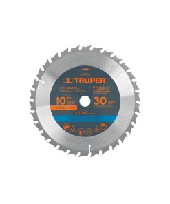 Disco Sierra Truper 10" para Madera 30 Dientes Centro 5/8" - Tecnología de Corte Rápido para Carpintería que Optimiza el Rendimiento en Cortes Longitudinales y en Madera Verde (Clave 18304)