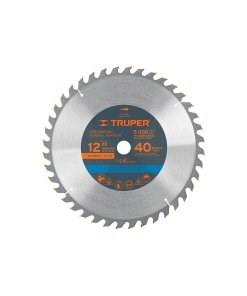 Disco Sierra Truper Profesional 12" para Madera 40 Dientes - Tecnología de Corte Rápido para Carpintería Industrial que Maximiza la Productividad en Cortes Longitudinales (Clave 18311)