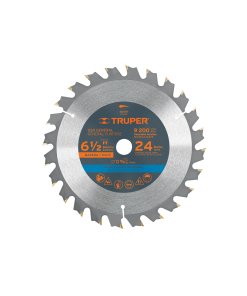 Disco Sierra Truper Industrial 6-1/2" para Madera 24 Dientes - Tecnología de Corte Potente para Construcción Residencial que Optimiza el Rendimiento de tu Sierra (Clave 102471)
