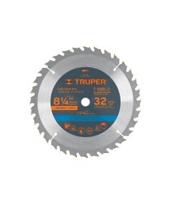 Disco Sierra Truper Profesional 8-1/4" para Madera 32 Dientes - Tecnología de Corte Balanceado para Trabajos Semi-Profesionales que Mejora la Experiencia de Usuario (Clave 12682)