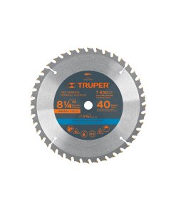 Disco Sierra Truper Profesional 8-1/4" para Madera 40 Dientes - Tecnología de Corte Preciso para Ebanistería Fina que Asegura Acabados de Alta Calidad (Clave 18303)