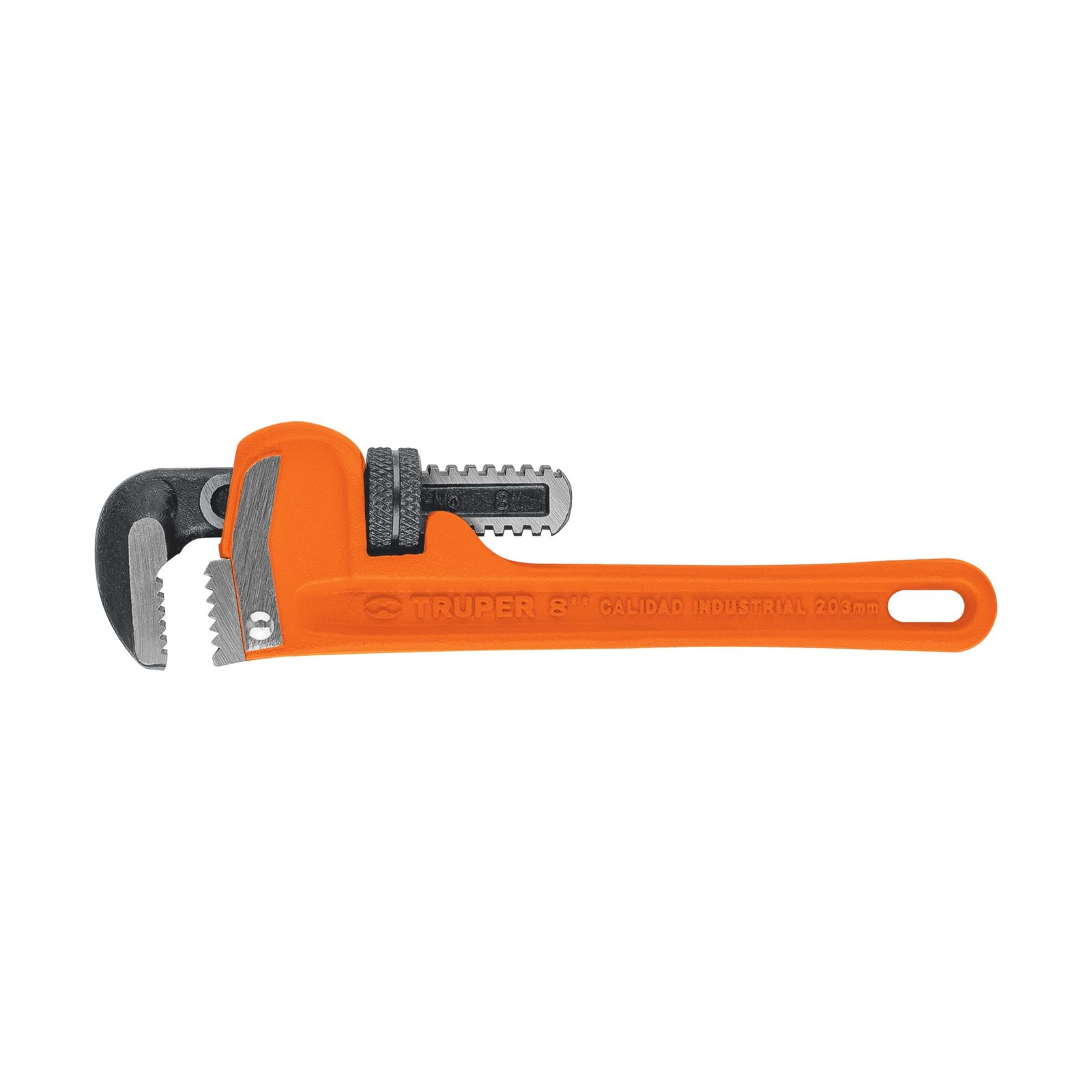 Llave Stilson Truper 8" - Tecnología de Hierro Dúctil Robusto para Espacios Reducidos que Combina Accesibilidad y Potencia de Sujeción (Clave 15835)