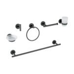 Juego de 6 accesorios para baño acabado negro, FOSET TÚBIG