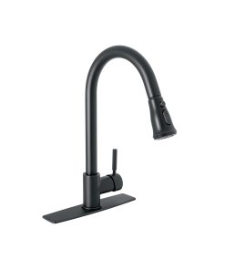 Monomando para Fregadero con Cuello Extraíble en Acabado Negro Mate, Funcionalidad y Estilo Moderno, Marca Tubig Foset, Clave 46770