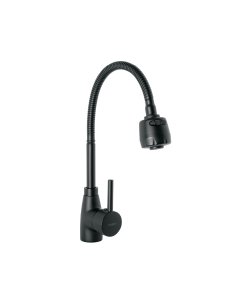 Monomando para Fregadero con Cuello Flexible, Negro, diseño resistente para fregaderos, clave 47388 - FOSET TUBIG