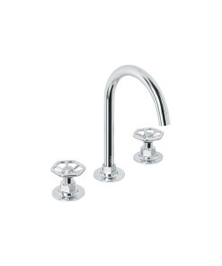 Mezcladora para Lavabo con Taladros Separados, Manerales Redondos en Acabado Cromo, Estilo Contemporáneo y Resistente, Marca Tubig Foset, Clave 46759