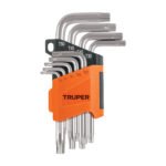 Juego de 9 llaves torx con organizador abatible, TRUPER
