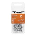 Blíster con 25 tuercas 1/4' hex de acero galvanizado, FIERO